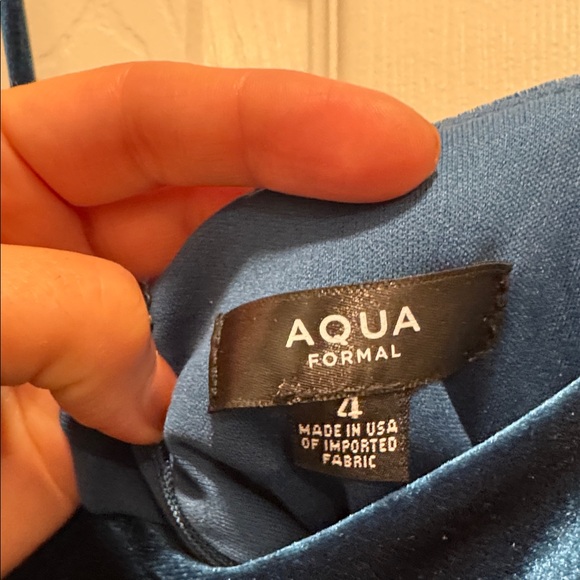 AQUA NWT Ruched Blue Velvet Mini Dress - Picture 7 of 7